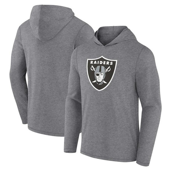 Men's Las Vegas Raiders Heather Gray Primary Logo Long Sleeve Hoodie